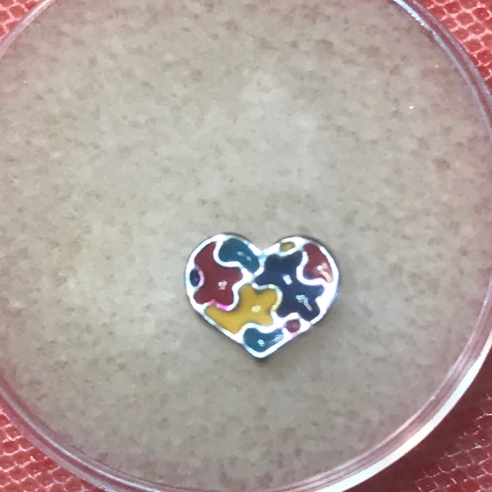 3/$10 Origami Owl multicolored Puzzle Piece Cause Awareness Heart Charm